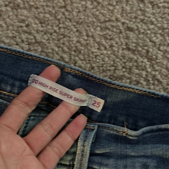 Levi 720 High Rise Super Skinny Distressed Blue Women's Jeans size 25 - Picture 2 of 6